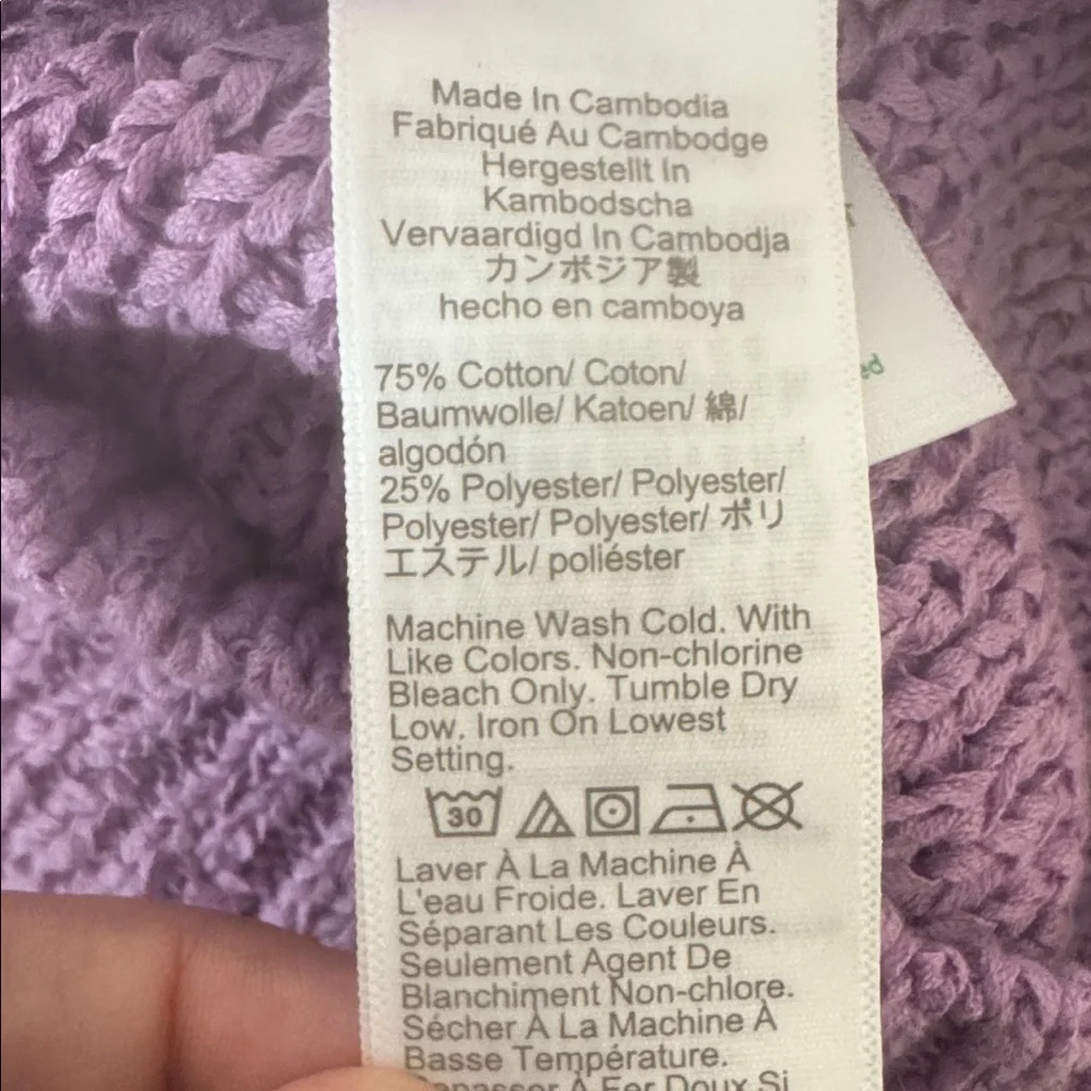 J. Crew Pointelle Purple Lavender High-Neck Textured Knit Sweater Tank Top S